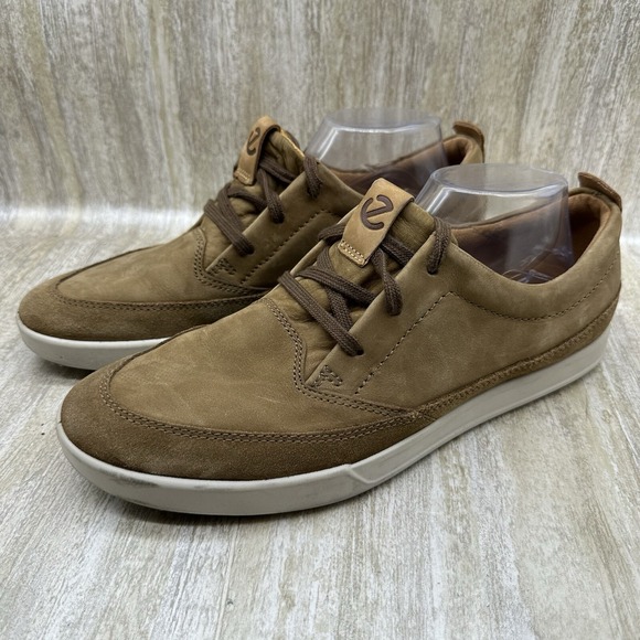 Ecco Cathum Sneakers Mens 10 Nubuck Leather Lace Up Fluidform Oxford Shoe‎ Camel - Picture 1 of 11